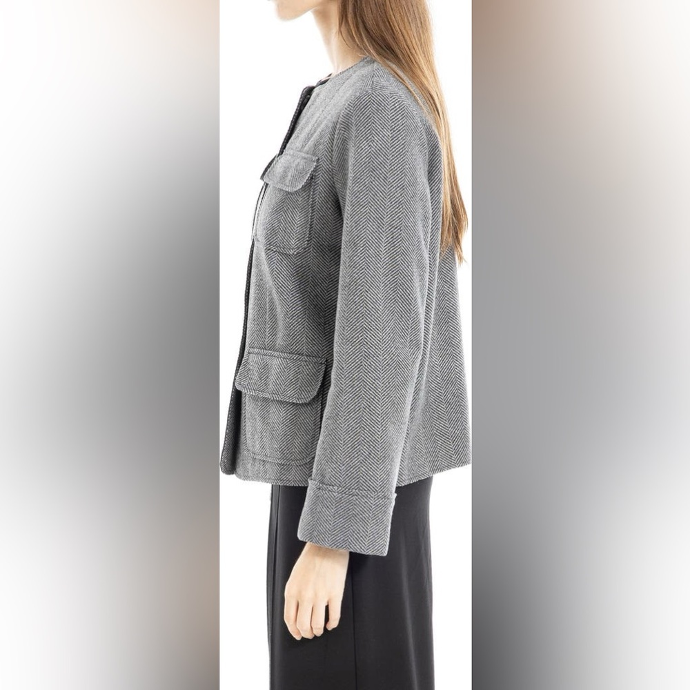 Max Studio Collarless Herringbone Jacket Size S W… - image 5